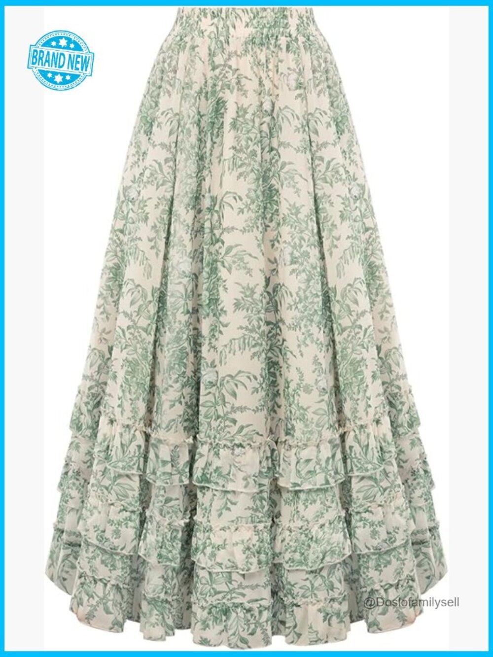 Chiffon Maxi Skirt Flowy High Waist Ruffle Tiered Long Skirt with Pockets